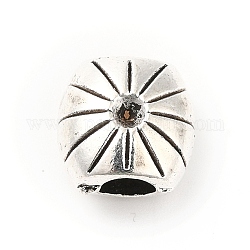 Base de abalorios de acero de estilo tibetano, Abalorios de grande agujero, oval, plata antigua, aptos para 2 mm de diamante de imitación, 10.5x10.5x7mm, agujero: 3.6 mm, aproximamente 217 unidades / 500 g