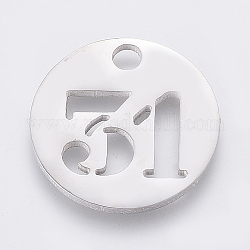 304 ciondoli in acciaio inossidabile, ritagliare, cavo, piatta e rotonda con numero, colore acciaio inossidabile, num. 31, 19x1.5mm, Foro: 2.5 mm