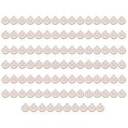 Breloques en alliage d'émail plaqué or, paillettes émaillées, plat rond, blanc, letter.m, 14x12x2mm, Trou: 1.5mm, 100 pcs / boîte