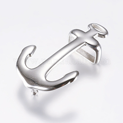 316 chirurgische Edelstahlschließe, für die Herstellung von Ledergürtel-Armbändern, Anker, Edelstahl Farbe, 38.5x24 mm, Bohrung: 6.5x12 mm, Stift: 2.2 mm