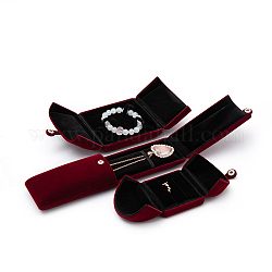 Набор бархатных коробок olcraft (кольцо, браслет, ожерелье), с кнопках, разнообразные, темно-красный, кольцо: 6.9x6.3x5.7 см, браслет: 9.7x9.9x3.9 см, Ожерелье: 22x6x4 см, 3 шт / комплект