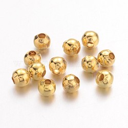 Perlas de espaciador de hierro, Plateado de larga duración, redondo, dorado, 3mm, agujero: 1.2 mm