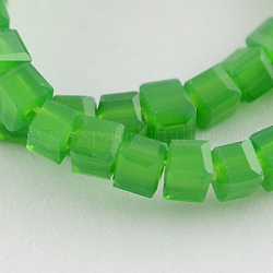 Glass Bead Strands, Imitation Jade, Faceted, Cube, Lime Green, 3~4x3~4x3~4mm, Hole: 0.5mm, about 100pcs/strand, 13.5 inch