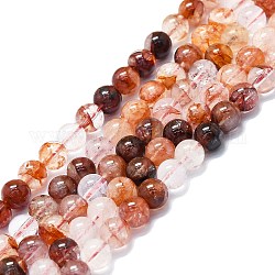 Natural Red Hematoid Quartz/Ferruginous Quartz Beads Strands, Grade AB, Round, 6~7mm, Hole: 0.6mm, about 62~64pcs/strand, 14.96''~15.35''(38~39cm)