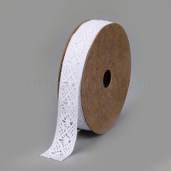 Cotton Ribbons, Rhombus Pattern, White, 5/8 inch(14~16mm), about 2yards/roll(1.829m/roll)