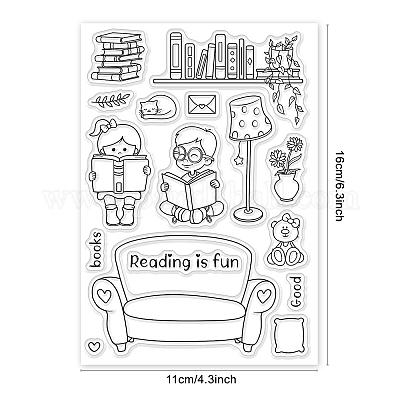  GLOBLELAND 1Sheet Library and Bookcases Clear Stamp