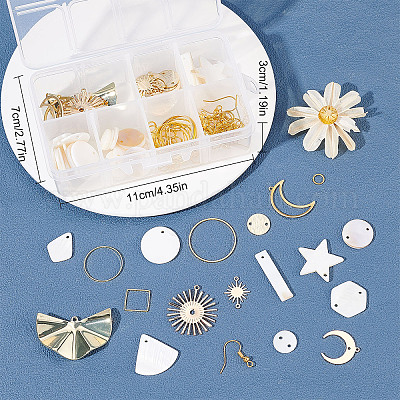 SUNNYCLUE 1 Box DIY 10 Pairs Acrylic Leaf Charms Bulk Plastic Shell  Pendants Earrings Making Kit Imitation White Jade Gemstones Glass Beads for  Jewelry Making DIY Craft Adult Beginner Women 