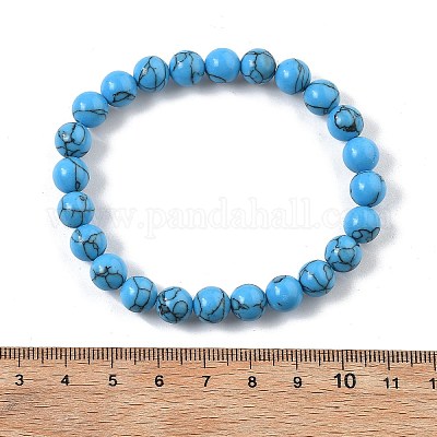 Bracciali elasticizzati in perle di diaspro turchese sintetico&nbsp;BJEW-K212-B-022-1