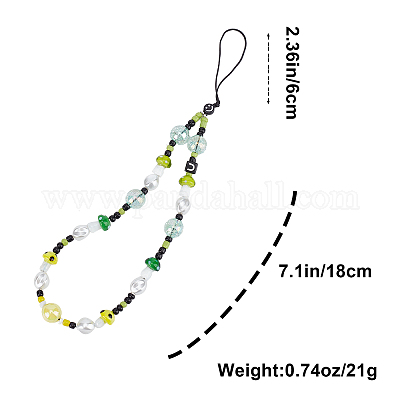 2 Cinturini Per Telefono Con Perline - Collana E Braccialetto, Decorativi, Anti-perdita, Bianco
