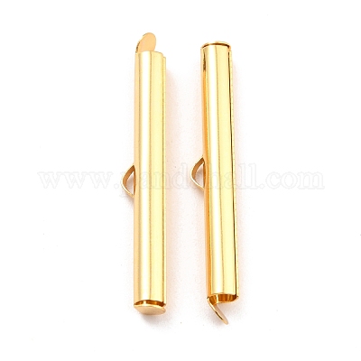 100PCS Brass Slide On End Clasp Tubes Slider End Caps For Jewelry