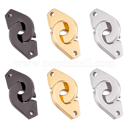 UNICRAFTALE 3 Sets 3 Colors 304 Stainless Steel Interlocking Clasps Metal Lock Clasp Golden Interlock Buckle Hole: 1mm for DIY Jewelry Making STAS-UN0034-58-1