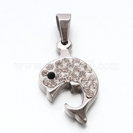 304 Stainless Steel Dolphin Pendants X-STAS-L130-22-1