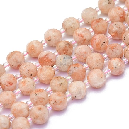 Chapelets de perles de sunstone naturelle naturelles G-K306-A28-8mm-1