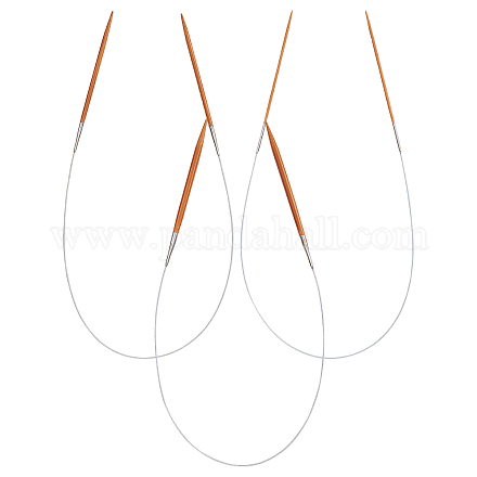 Chgcraft 3 pcs 3 agujas de tejer circulares de bambú de alambre de acero inoxidable de estilo TOOL-CA0001-08-1