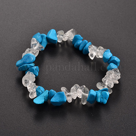 Bracelets extensible avec perles en pierre précieuse BJEW-JB01825-04-1