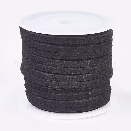 3x1.5mm cordón de gamuza sintética plana negro X-LW-R003-01-1