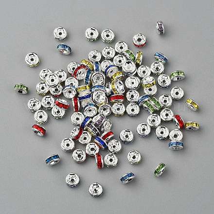 Brass Grade A Rhinestone Spacer Beads RSB034NF-1