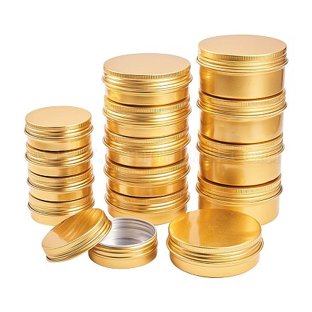 丸いアルミ缶  アルミジャー  化粧品の貯蔵容器  ろうそく  キャンディー  ねじ蓋付き  ゴールドカラー  5.5~7.1x2.1~3.5cm  容量：30~80ミリリットル  24個/箱 CON-BC0005-04G-1