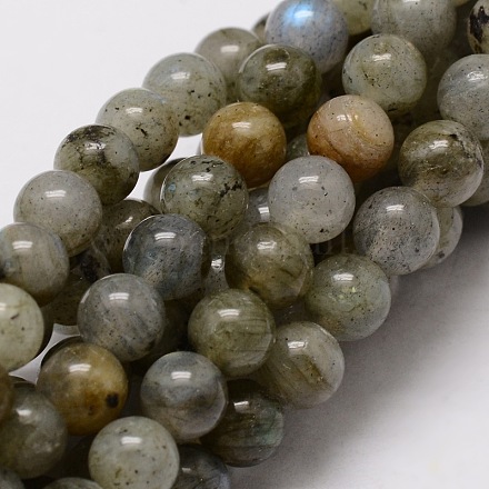Chapelets de perles rondes en labradorite naturelle G-E329-10mm-48-1