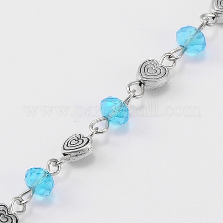 Chaînes de perles en rondelles en verre manuelles pour fabrication de colliers et bracelets AJEW-JB00078-02-1