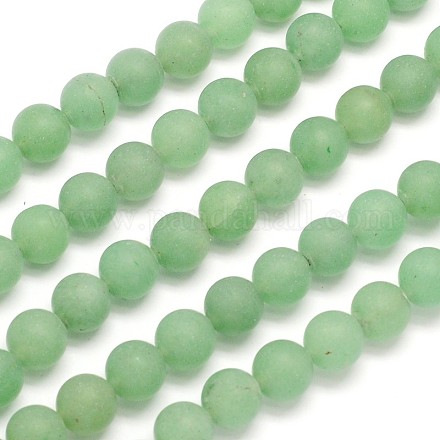 Матовые круглые естественные зеленые авантюрин бисер пряди X-G-N0166-54-6mm-1