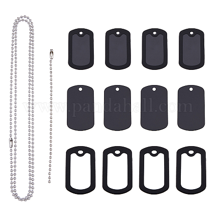 SuperZubehör 16 Sets Blanko-Erkennungsmarken-Anhänger-Set mit schwarzem Silikon-Erkennungsmarken-Schalldämpfer DIY-FH0005-15-1
