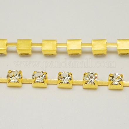 3.5 mm di larghezza grado tono dorato decorativo taglio di ottone di cristallo della tazza del rhinestone indumento strass catene X-CHC-S14-G-1