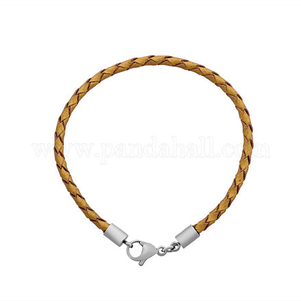 Braided Leather Cord Bracelet Makings MAK-M020-12-G-1