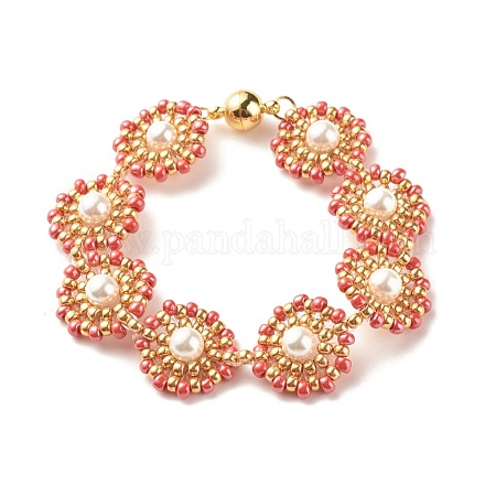 Bracelet lien fleur perle coquillage BJEW-JB08084-05-1