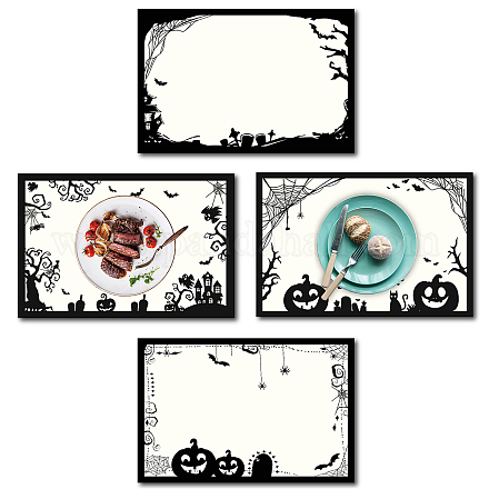Прямоугольник с тематическим узором на Хэллоуин из хлопка и льняной ткани AJEW-WH0196-008-1