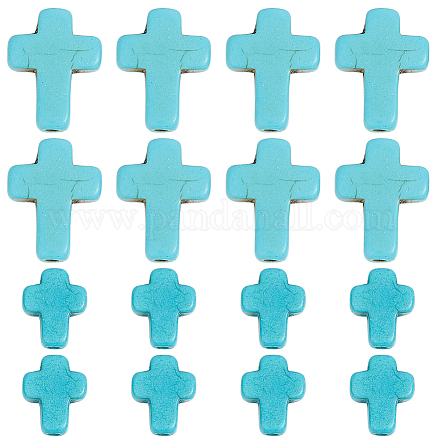 SUNNYCLUE 1 Box 100Pcs Cross Beads Bulk Blue Synthetic Turquoise Stone Cross Bead Charms Mini Small Pocket Crosses Tiny Easter Holiday Crucifix Beads for Jewelry Making Beading Kits Craft Supplies TURQ-SC0001-22-1