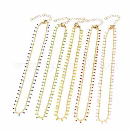 Collane a catena con perline fatte a mano in ottone smaltato NJEW-JN03145-1