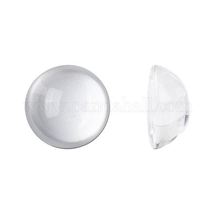 Mezzo trasparente cabochons di vetro rotondo GGLA-R027-25mm-1