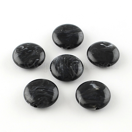 Flat Round Imitation Gemstone Acrylic Beads OACR-R051-01-1