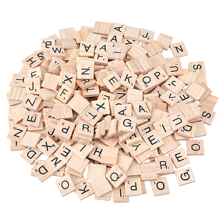 DICOSMETIC 300Pcs Letter Tiles Scrabble Letters 18X19mm Wooden Spelling Letter A-Z Letters Tile Scrabble Crossword Game Alphabet Learning Tools for Crafts WOOD-WH0125-04-1
