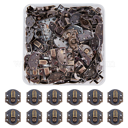 Superfindings 100 set contenitore di gioielli decorativo per armadietto bronzo antico scatola di ferro chiusura a scatto ganci per piccoli contenitori di gioielli in legno serrature della serratura dell'armadio IFIN-FH0001-12AB-1