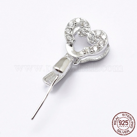 925 gancio per pendente in argento sterling placcato in rodio con micro pavè di zirconi STER-P034-64P-1