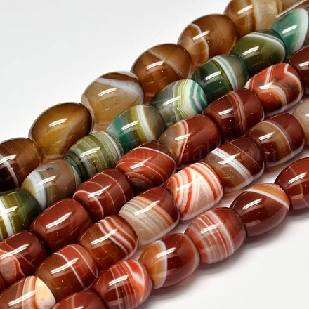 Dyed Barrel Natural Agate Bead Strands G-M285-10-1