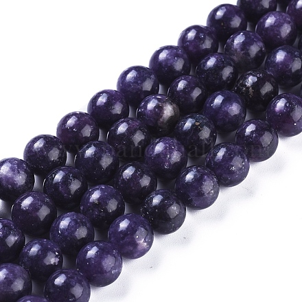 Natural Lepidolite/Purple Mica Stone Beads Strands G-D0020-16-4mm-1