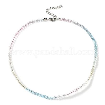 Bling Glass Round Beaded Necklace for Women NJEW-PH01490-02-1
