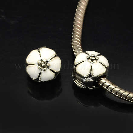 Perles européennes alliage émail fleur de style grand trou X-MPDL-R036-51J-1