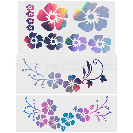 GORGECRAFT 3 Styles Hibiscus Flower Car Sticker Hawaiian Stickers and Decals Colorful Reflective Hibiscus Branch Stickers Waterproof Vinyl Automotive Exterior Decor for Truck Motorcycle Doors Laptop DIY-GF0007-84A-1
