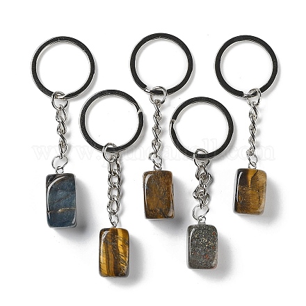 Porte-clés pendentif oeil de tigre naturel KEYC-D021-01P-01-1