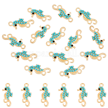 DICOSMETIC 50Pcs Seahorse Connector Charms Light Gold Rhiestone Seahorse Pendants Ocean Charms Connector Double Loop Alloy Links Connectors for DIY Jewelry Crafts Making FIND-DC0002-70-1