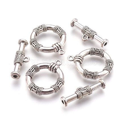 Tibetan Style Alloy Toggle Clasps TIBE-2185-AS-FF-1