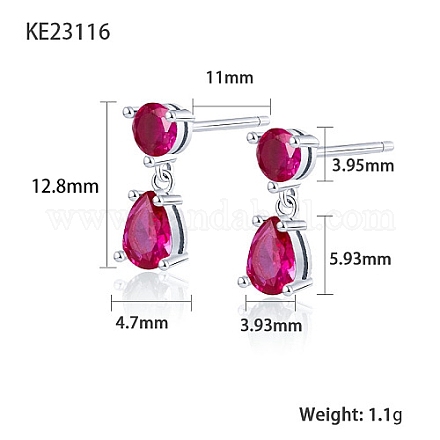 Cubic Zirconia Teardrop Dangle Stud Earrings SC9593-04-1
