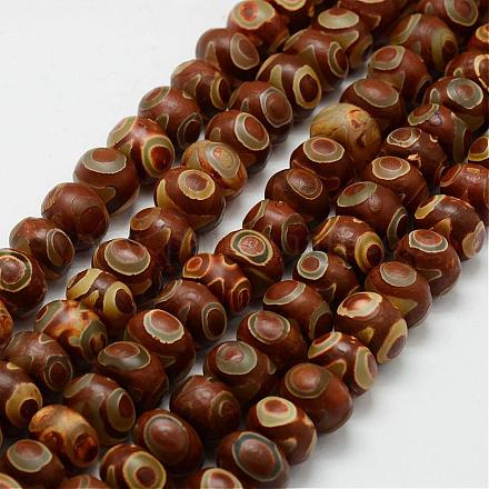 Brins de perles dzi à 3 œil de style tibétain TDZI-G010-H01-1