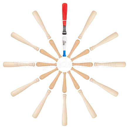 Gorgecraft 40 pcs2スタイル未完成のミニ木製片穴ビーズ  野球用バット  diyキーホルダー装飾アクセサリー  ベージュ  20個/スタイル WOOD-GF0001-55-1