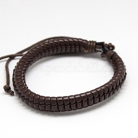 Casual Style Leather Wrapped PU Leather Bracelets X-BJEW-L308-15-1
