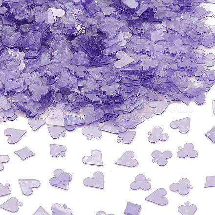 プラスチックスパンコールビーズ  マットなスタイル  縫製工芸品の装飾  トランプのサイン  青紫色  6x5~6x0.3mm PVC-R024-08B-1